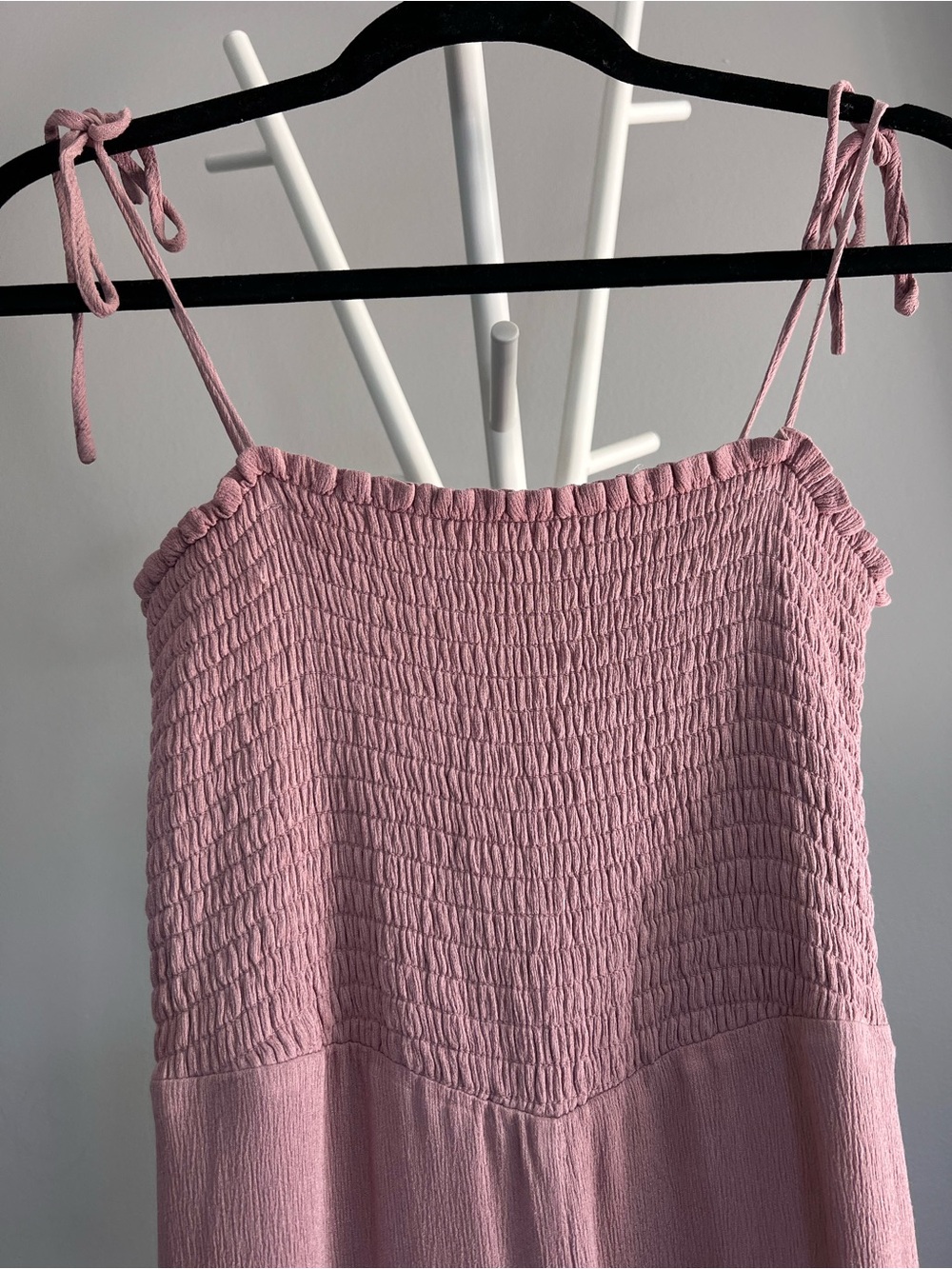 Lovers + Friends Dusty Rose Smocked self-tie strap Jumpsuit - Picture 2 of 4